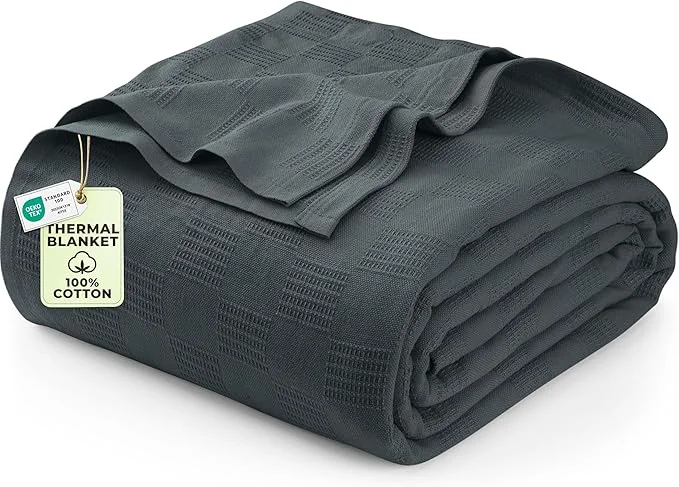 Next-Generation Utopia Bedding Smoke Gray Cotton Blanket Full Size – 90×84 Inch Lightweight Soft and Breathable Thermal Blanket for All Seasons Reliable