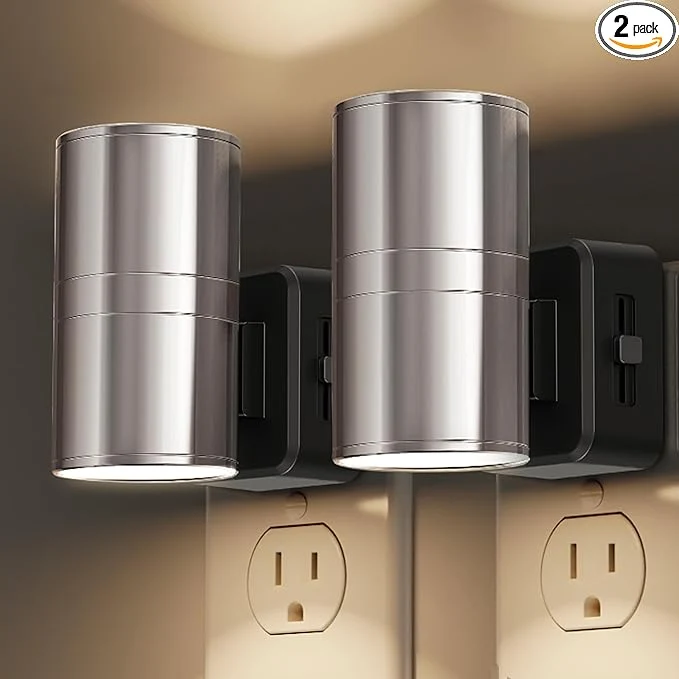 Functional L LOHAS LED Night Light Night Lights Plug into Wall Smooth Silver Glossy Enhanced