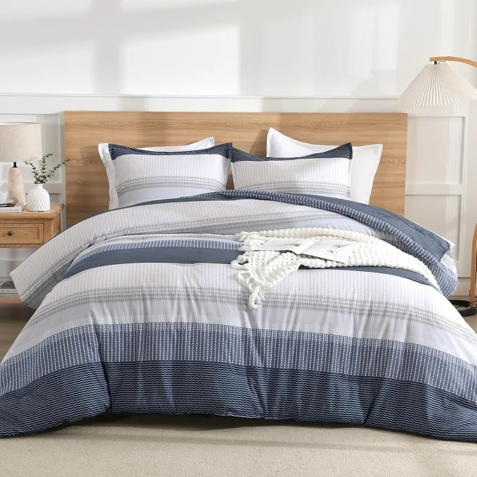 Artisan Litanika Black Blue Comforter Set Twin XL – 2 Pieces Lightweight Pumpkin White Colorblock Stripe Fluffy Bedding Comforter Sets All Season Bed Set Outstanding
