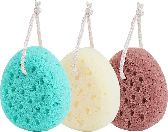 Recyclable 3 Pcs Bath Sponge for Women Body Wash Sponges Loofah Body Scrubber 3 Colors Specialty