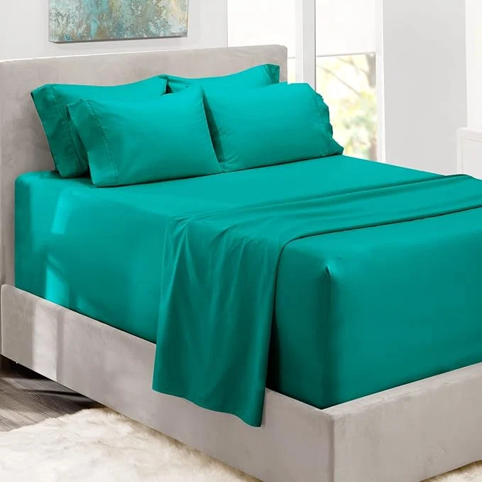 Advanced Hearth amp Harbor Extra Deep Pocket Queen Sheets Sets – Fits Mattress 18-24 Inches Deep – Extra Deep Pocket Sheets – 6 Piece Queen Size – Teal High-Performance