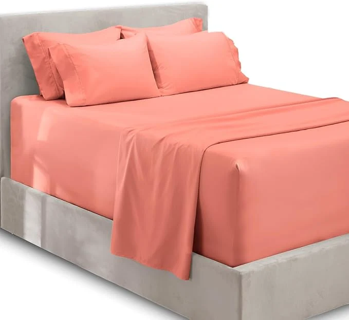 Specialty Hearth amp Harbor Extra Deep Pocket Sheets – Fits Mattress 18-24 Inches Deep – Extra Deep Pocket Twin XL Sheets Sets – 4 Piece Twin XL Size – Misty Rose Secure