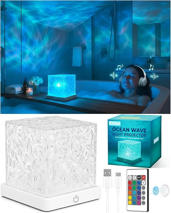 Sustainable Rechargeable Shower Light No Wiring 16 Color Ocean Wave Projector Light Elite
