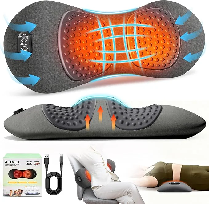 Top-Quality 3-in-1 Electric Lumbar Support Pillow Triple Fusion Back Massager Superior
