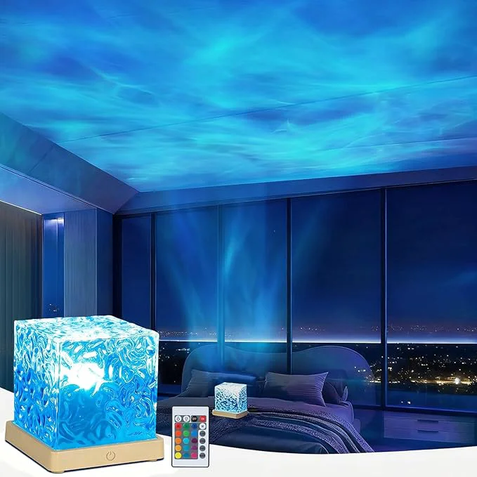 User-Friendly Rechargeable Shower Lights for Inside Shower 16 Color Ocean Wave Projector Enhanced