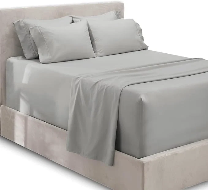 Secure Hearth amp Harbor Extra Deep Pocket Sheets – Fits Mattress 18-24 Inches Deep – Extra Deep Pocket Full Size Sets – 6 Piece Full Size – Full – Silver Elite