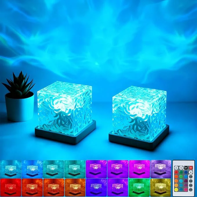 World-Class 2Pack Aurora Ocean Wave Lights Projector Cordless Rechargeable 16 Colors 4 Durable