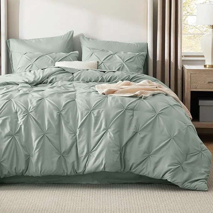 Casual Bedsure Full Size Comforter Sets – Bedding Sets Full 7 Pieces Pintuck Bed in a Bag Sage Green Bed Set with Comforter Sheets Pillowcases amp Shams Fine Crafted