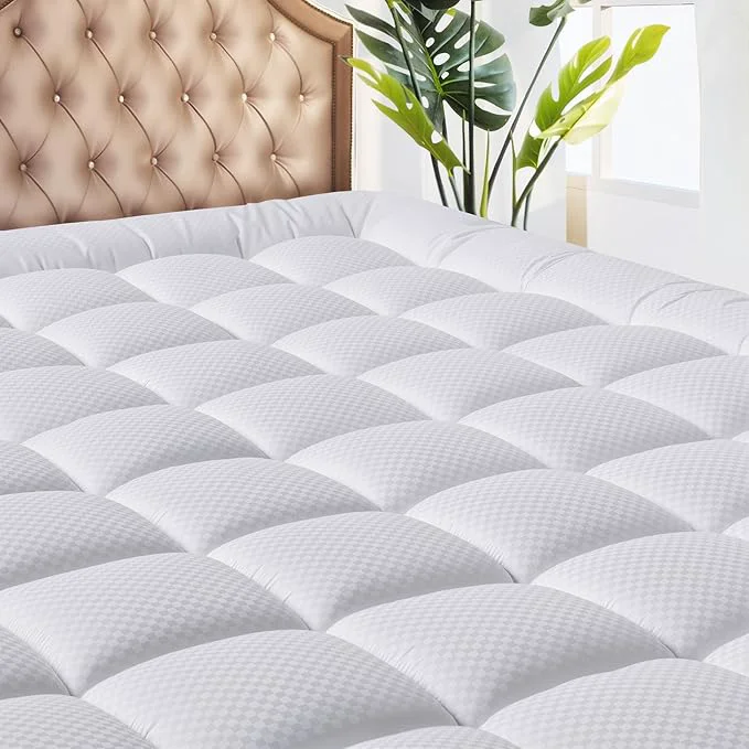 Sophisticated MATBEBY Twin Size Mattress Pad – Cooling Breathable Mattress Topper Quilted Fitted Mattress Protector Pillow Top Mattress Cover with 8-21 quot Deep Pocket Soft Machine Washable White 39×75 Inches Enhanced