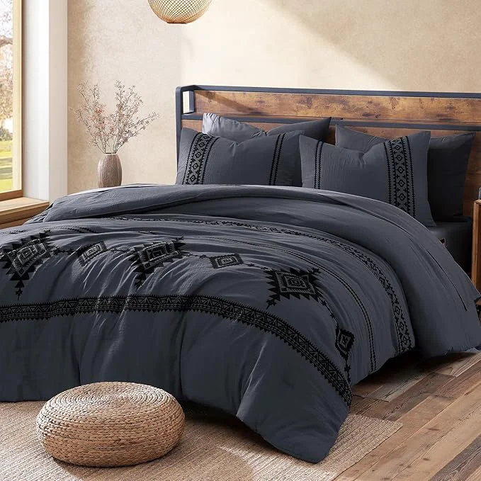 Proven MaiRêve Embroidery Queen Size Comforter Set Crown Blue Boho Farmhouse Western Bedding Set 7 Pieces All Season Bed in A Bag Comforter Set with Sheets Pillowcases amp Shams Optimized