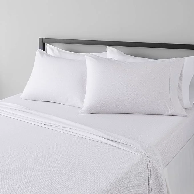 Top-Quality Amazon Basics Breathable Wrinkle- Brushed Microfiber 4-Piece Bed Sheet Set with 14-Inch Deep Pockets Queen Gray Crosshatch Printed Flexible