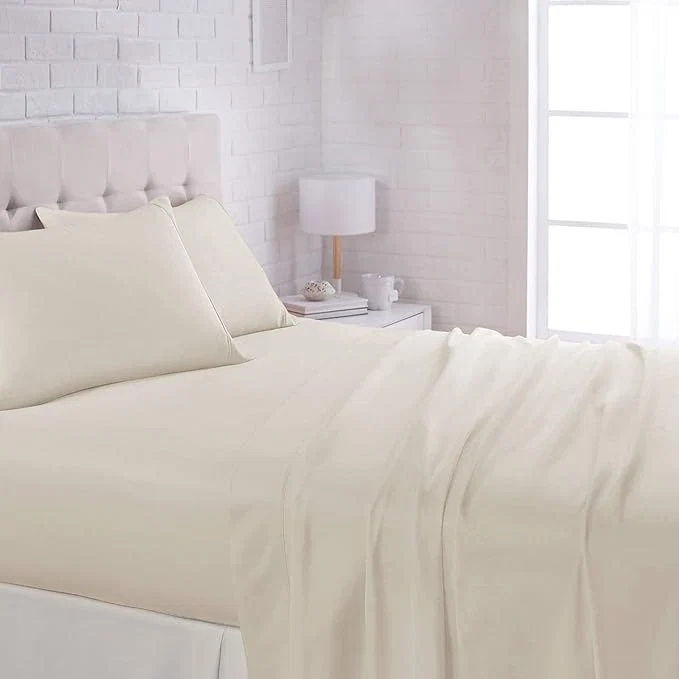 Stylish Amazon Basics Lightweight Super Soft Breathable Brushed Microfiber 4 Piece Bed Sheet Set with 14-Inch Deep Pockets Wrinkle Resistant Queen Beige Solid Casual