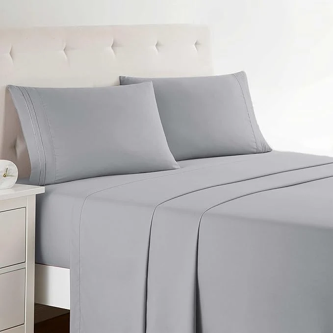Responsible Clara Clark Full XL Bed Sheet Set – Wrinkle Fade Stain Resistant Deep Pocket Sheets – Luxury Soft Bedding Sheets amp Pillowcases Full XL Silver Gray Flexible