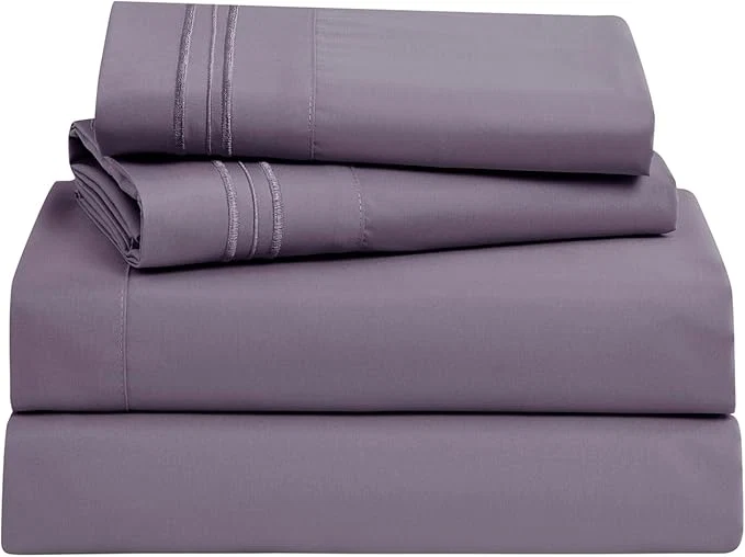 Consistent Clara Clark Bed Sheets Premier 1800 Series Bed Sheet Set Deep Pocket Wrinkle Fade Stain Resistant Luxury Soft Bedding Sheets amp Pillowcases Full Grayish Purple Comfortable