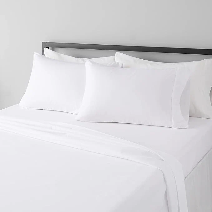 Basics Lightweight Super Soft Breathable Wrinkle-Resistant Microfiber 4-Piece Bed Sheet Set with 14-Inch Deep Pockets Queen Bright White Solid Advanced