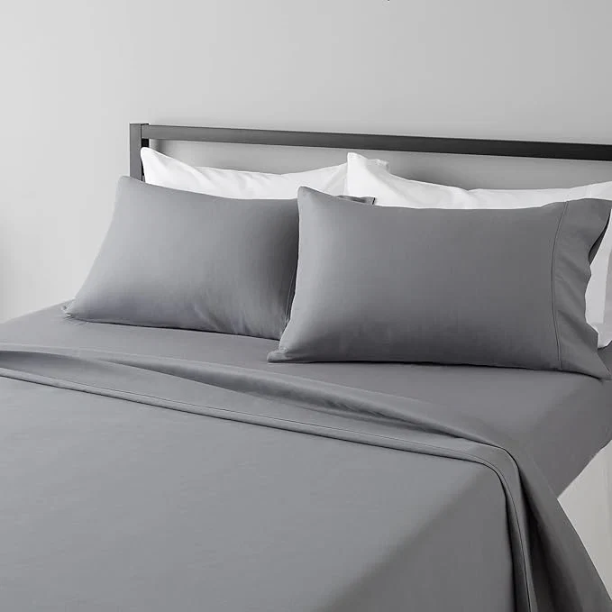 Versatile Basics Lightweight Super Soft Wrinkle- Breathable Luxury Microfiber 4 Piece Bed Sheet Set with 14-Inch Deep Pockets Full Dark Gray Solid Clean
