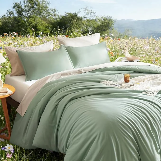 Casual Litanika Queen Comforter Set Sage Green 3 Pieces Lightweight Comforters Queen Size Solid Bedding Comforters Sets Down Comforter Bed Set Quilt Blanket Quality