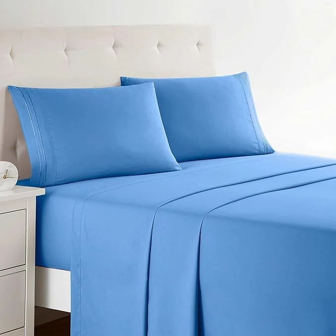 Reusable Clara Clark Twin Sheets Set Deep Pocket Bed Sheets for Twin Size Bed – 3 Piece Sheets Luxury Soft Bedding Sheets amp Pillowcases Calm Blue Premium Material