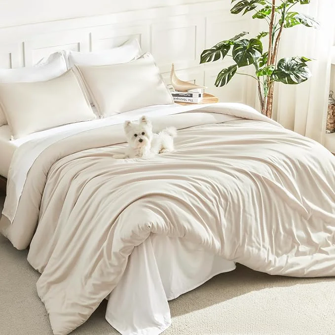 Smooth Litanika Oversized King Comforter 128×120 Beige 3 Pieces Lightweight Solid Bedding Comforter Set All Season Fluffy Bed Set 1 Comforter amp 2 Pillowcases Stylish