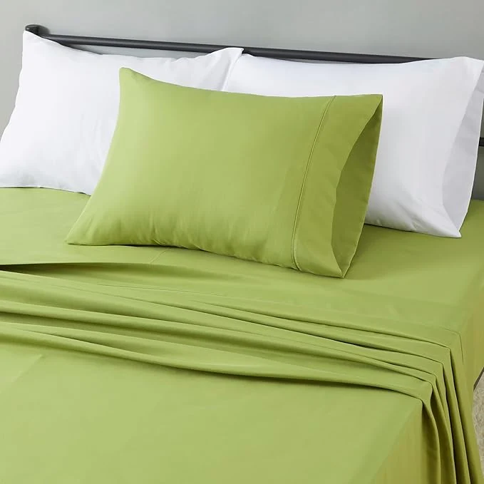 Amazon Basics Lightweight Super Soft Easy Care Wrinkle Microfiber 3 Piece Bed Sheet Set with 14-Inch Deep Pockets Twin Oliver Light Solid Kids Men amp Women Bedding Artisan