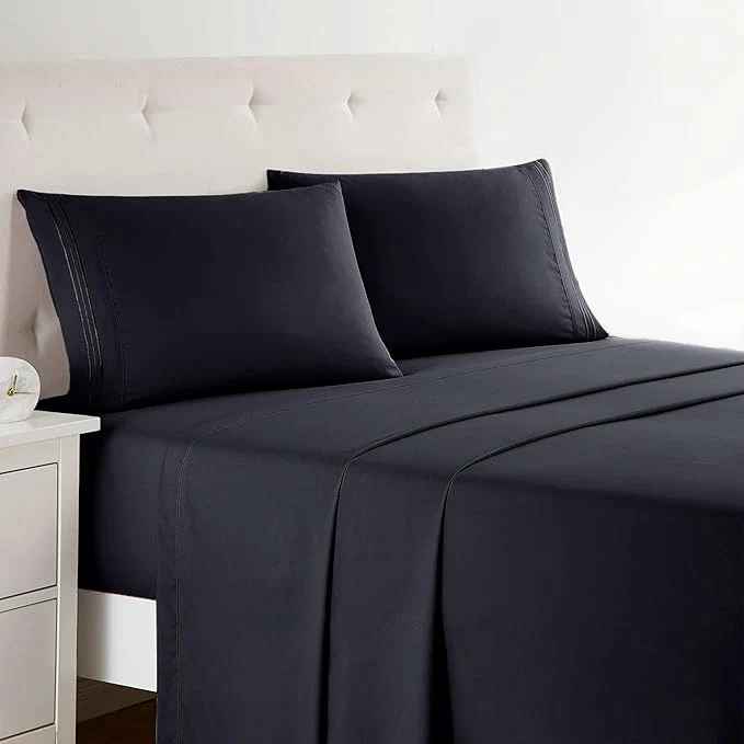Proven Clara Clark Bed Sheets Premier 1800 Series 4 Piece Bed Sheet Set Deep Pocket Wrinkle Fade Stain Resistant Luxury Soft Bedding Sheets amp Pillowcases Twin Black Solid