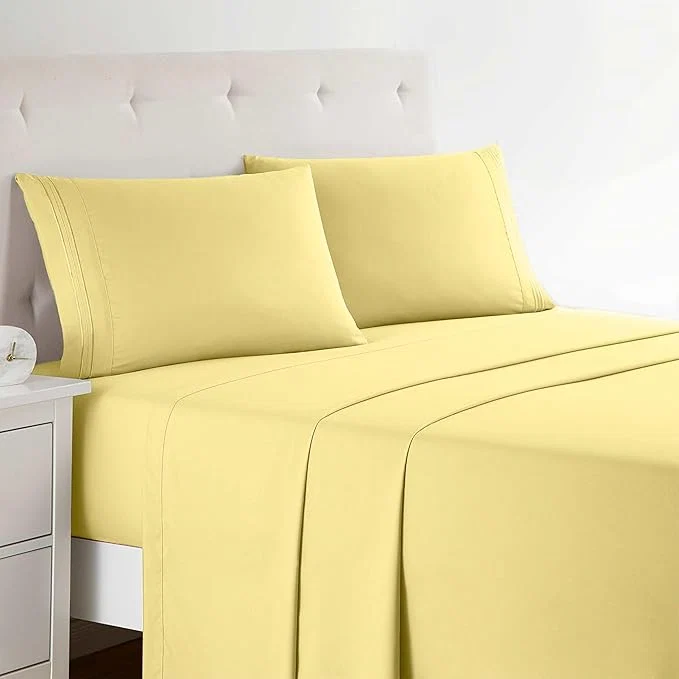 Detailed Clara Clark Bed Sheets Premier 1800 Series 4 Piece Bed Sheet Set Deep Pocket Wrinkle Fade Stain Resistant Luxury Soft Bedding Sheets amp Pillowcases Queen Custard Mellow Excellent