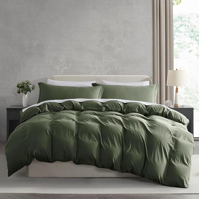 Practical Nestl Twin Duvet Cover Set – Soft Prewashed Olive Green Duvet Cover Twin Twin XL 2 Piece with Zipper Closure 1 Duvet Cover 68×90 inches and 1 Pillow Sham Official