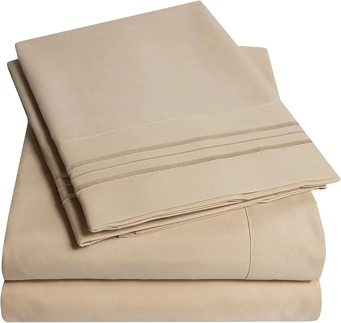 Quality 1500 Supreme Collection Full Sheet Sets Taupe – Luxury Hotel Bed Sheets and Pillowcase Set for Full Mattress – Extra Soft Elastic Corner Straps Deep Pocket Sheets Full Taupe Organic