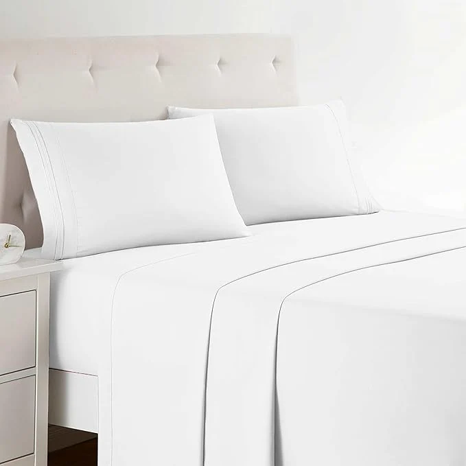 Unique Clara Clark Bed Sheets Premier 1800 Series 4 Piece Bed Sheet Set Deep Pocket Wrinkle Fade Stain Resistant Luxury Soft Bedding Sheets amp Pillowcases King White High-Performance