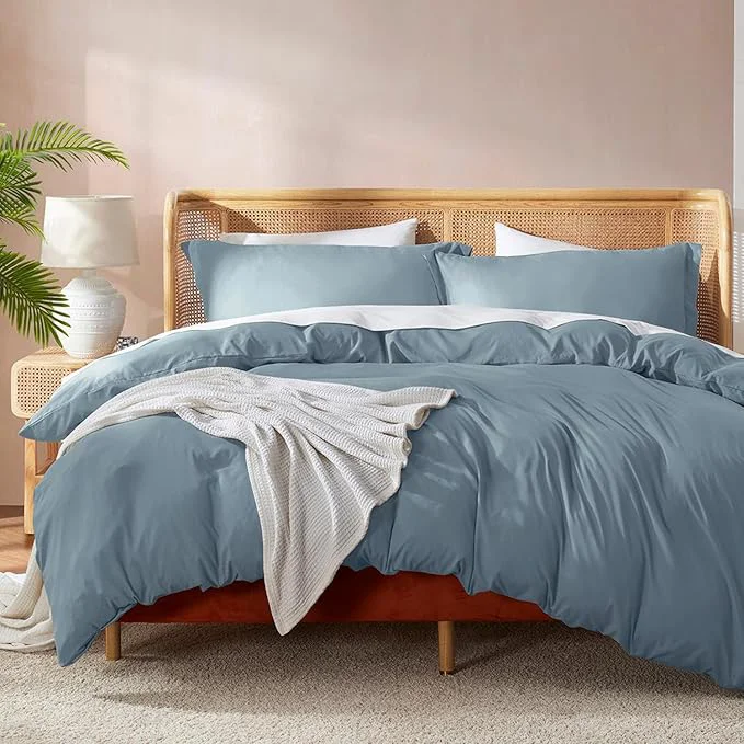 Premium Nestl Twin Duvet Cover Set – Soft Double Brushed Stone Blue Duvet Cover Twin Twin XL 2 Piece with Button Closure 1 Duvet Cover 68×90 inches and 1 Pillow Sham Environmentally Friendly