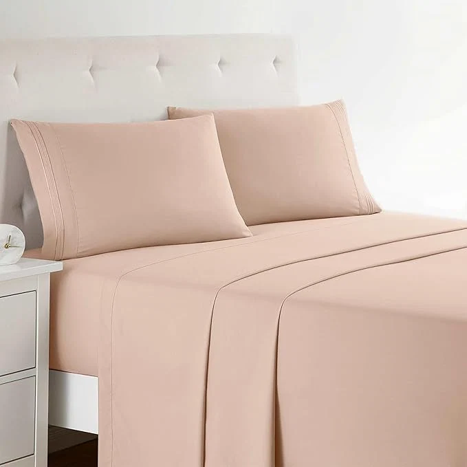 Excellent Clara Clark Bed Sheets Premier 1800 Series 4 Piece Bed Sheet Set Deep Pocket Wrinkle Fade Stain Resistant Luxury Soft Bedding Sheets amp Pillowcases Twin Peach Natural