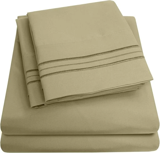 Consistent 1500 Supreme Collection Queen Sheet Sets Sage Green – Luxury Hotel Bed Sheets and Pillowcase Set for Queen Mattress – Extra Soft Elastic Corner Straps Deep Pocket Sheets Queen Sage Green Eco-Friendly