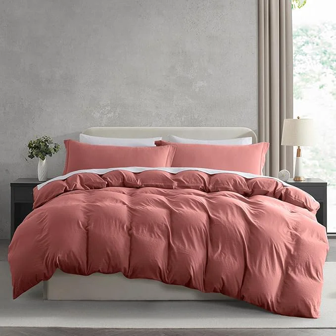 Sophisticated Nestl Twin Duvet Cover Set – Soft Prewashed Pink Clay Duvet Cover Twin Twin XL 2 Piece with Zipper Closure 1 Duvet Cover 68×90 inches and 1 Pillow Sham Classic