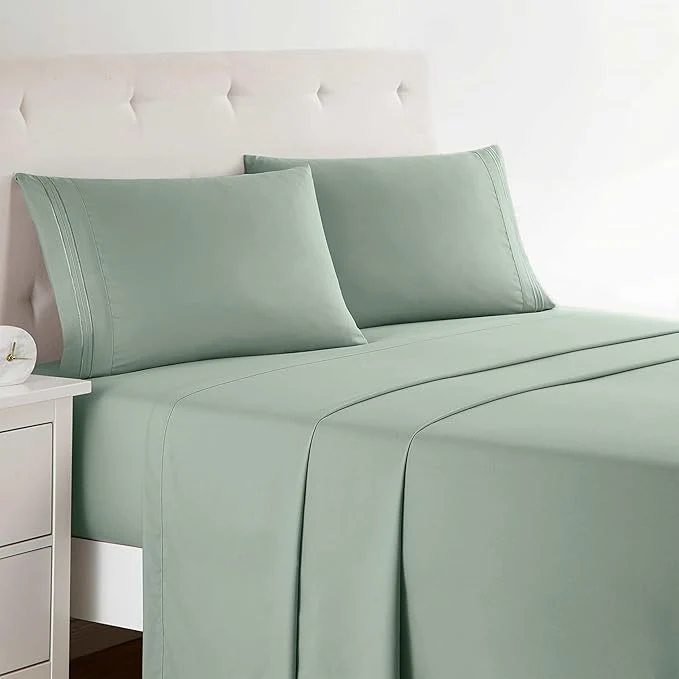 Smooth Clara Clark Bed Sheets Premier 1800 Series Bed Sheet Set Deep Pocket Wrinkle Fade Stain Resistant Luxury Soft Bedding Sheets amp Pillowcases Queen Ice Green Expertly Made