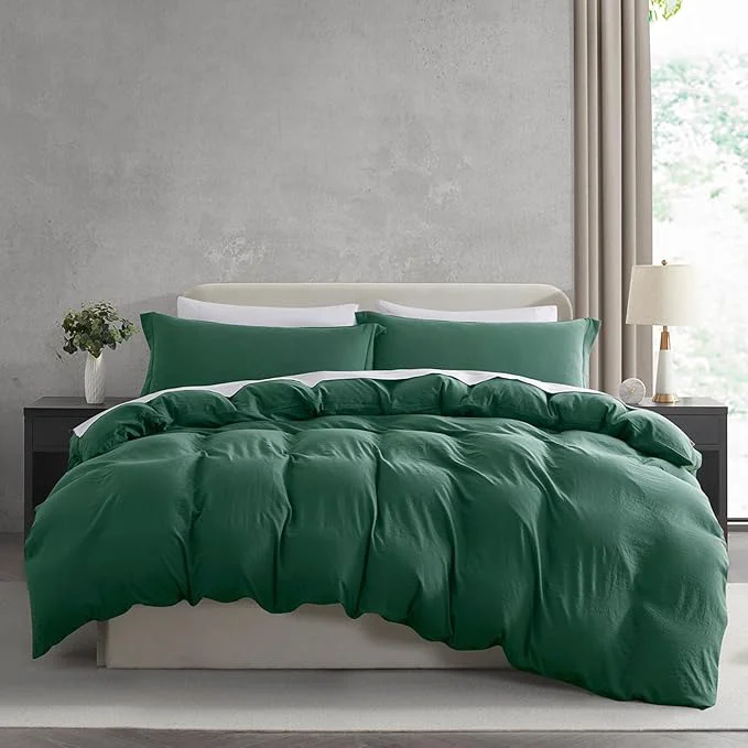 Versatile Nestl Dark Green Duvet Cover King Size – Soft Prewashed King Duvet Cover Set 3 Piece with Zipper Closure 1 Duvet Cover 104×90 inches and 2 Pillow Shams Flexible