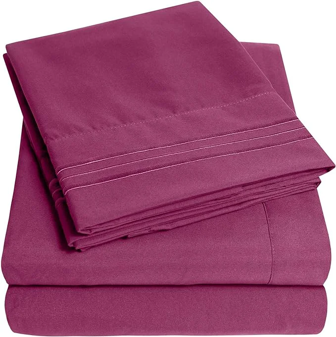 Casual 1500 Supreme Collection California King Sheet Sets Berry Purple – Luxury Hotel Bed Sheets and Pillowcase Set for Cal King Mattress – Extra Soft Elastic Corner Straps Deep Pocket Sheets Berry Purple Professional