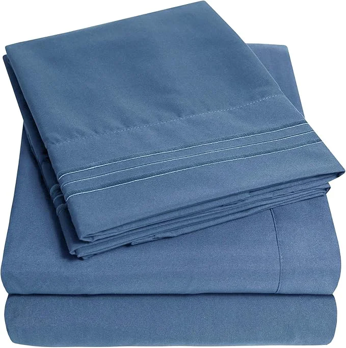 Reliable 1500 Supreme Collection Extra Deep Pocket Sheets Set – Luxury Soft Bed Sheets Wrinkle Bedding Over 40 Colors 21 inch Extra Deep Pocket Full Denim Exclusive