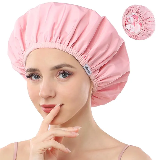 Unique Years calm Shower Caps for Women Reusable Waterproof Double Layer Waterproof Natural