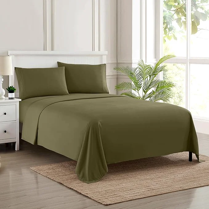 Elite King Size Sheets – Breathable Luxury Bed Sheets with Full Elastic amp Secure Corner Straps Built In – 1800 Supreme Collection Extra Soft Deep Pocket Bedding Set Sheet Set King Olive