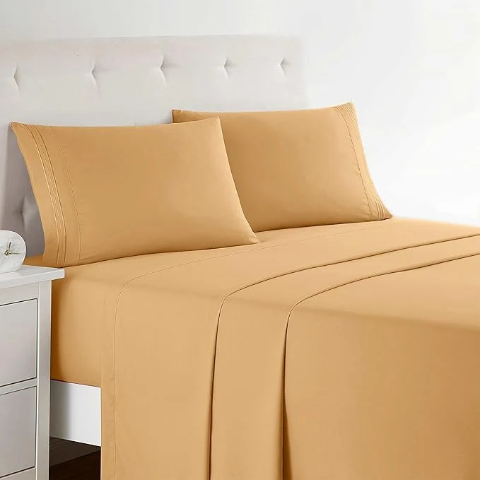 Exclusive Clara Clark Bed Sheets Premier 1800 Series 4 Piece Bed Sheet Set Deep Pocket Wrinkle Fade Stain Resistant Luxury Soft Bedding Sheets amp Pillowcases California King Apricot Orange Dependable