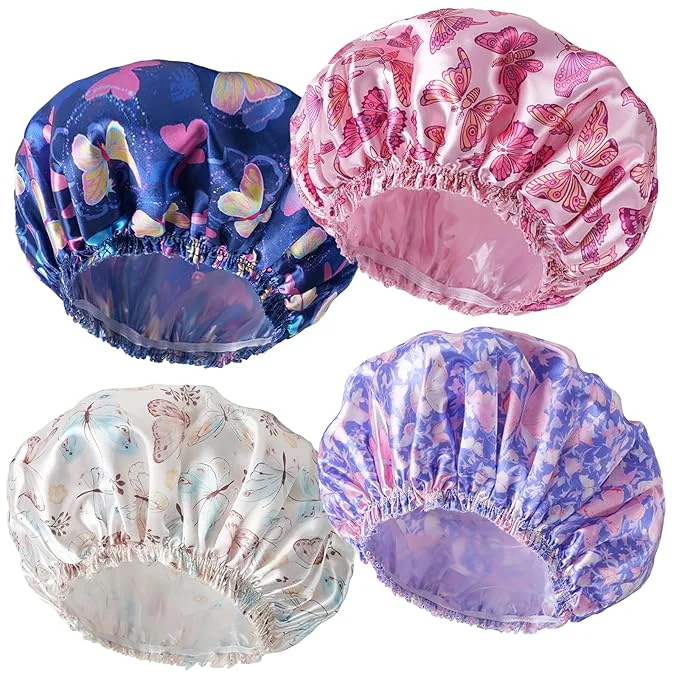 Exclusive Shower Cap for Women Double Layers Shower Caps Reusable Waterproof Bathing Genuine