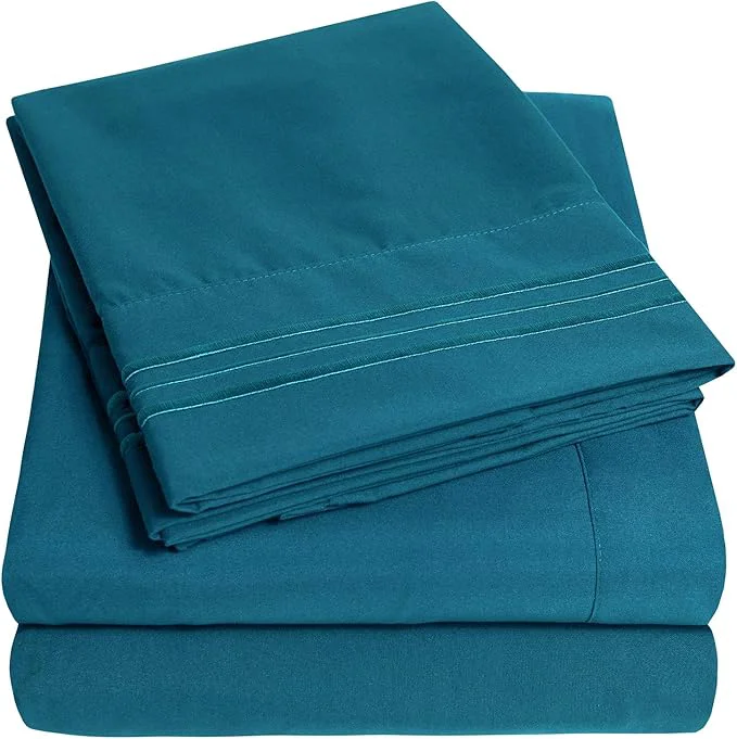Authentic 1500 Supreme Collection Extra Soft RV Short Queen Sheets Set Denim – Luxury Bed Sheets Set with Deep Pocket Wrinkle Hypoallergenic Bedding Over 40 Colors RV Short Queen Size Denim Smooth