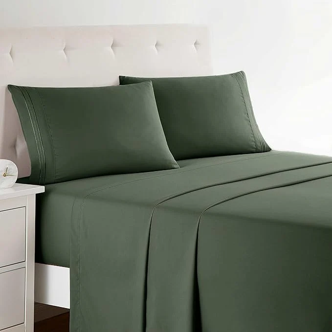 Sophisticated Clara Clark Bed Sheets Premier 1800 Series Bed Sheet Set Deep Pocket Wrinkle Fade Stain Resistant Luxury Soft Bedding Sheets amp Pillowcases Twin Olive Green Trendy