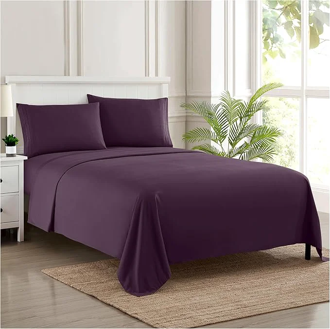 Eco-Friendly Twin Sheets – Breathable Luxury Sheets with Full Elastic amp Secure Corner Straps Built In – 1800 Supreme Collection Extra Soft Deep Pocket Bedding Set Sheet Set Twin Purple Effective