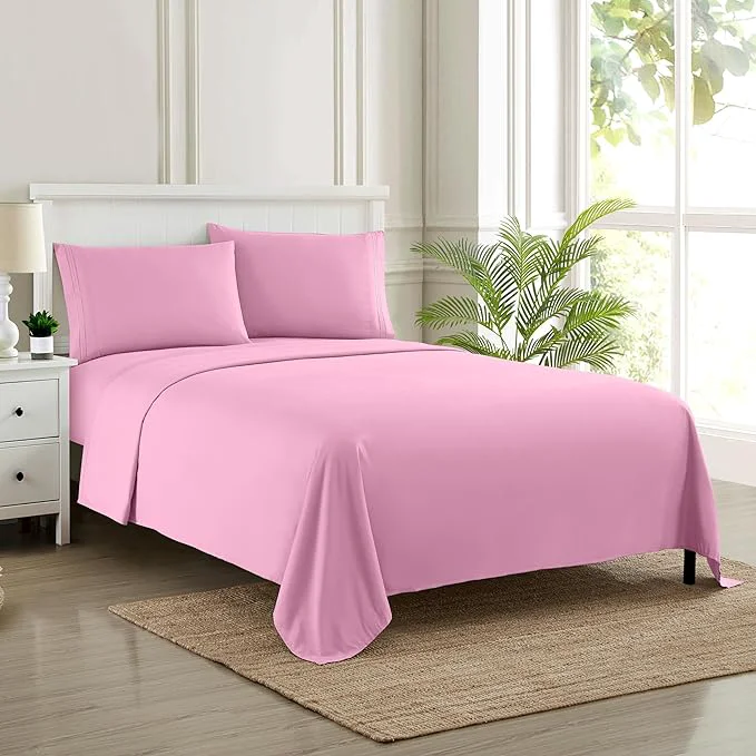 Sustainable Twin Sheets – Breathable Luxury Sheets with Full Elastic amp Secure Corner Straps Built In – 1800 Supreme Collection Extra Soft Deep Pocket Bedding Set Sheet Set Twin Pink Modern