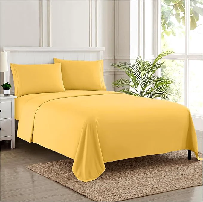 Smart 1800 Thread Count Sheet Set – Soft Egyptian Quality Brushed Microfiber Sheets – Luxury Bedding Set with Flat Sheet Fitted Sheet 2 Pillow Cases Safe