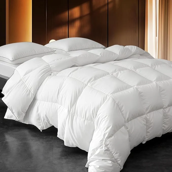 Professional Down Fibers Comforter Oversize King Size Luxurious All Seasons Hotel Collection Duvet Insert 54 Oz High Bulkiness Medium Warmth Fluffy amp Breathable for Bedroom Guestroom Hotel White 120×98 High-Performance