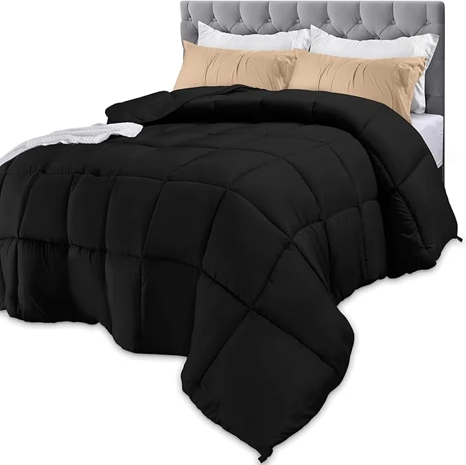 Excellent Utopia Bedding Comforters Twin Size All Season Duvet Insert Down Box Stitched Bed Comforter with Corner Tabs Machine Washable Black Reusable