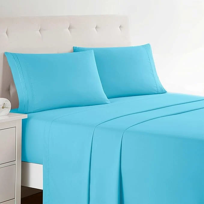 Elegant Clara Clark Full XL Bed Sheet Set – Wrinkle Fade Stain Resistant Deep Pocket Sheets – Luxury Soft Bedding Sheets amp Pillowcases Full XL Beach Blue Optimized
