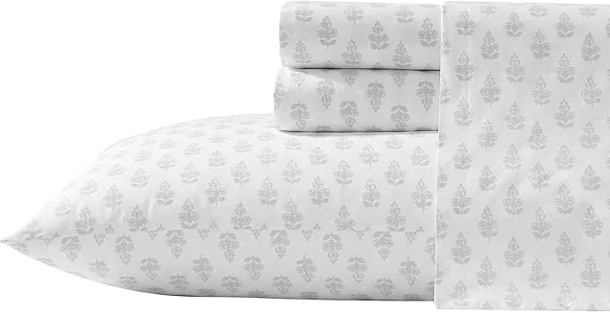 Minimalist Laura Ashley – Twin Sheets Lightweight amp Breathable Cotton Percale Bedding Set with Matching Sham s Oeko-Tex Francesca Grey Twin Unique